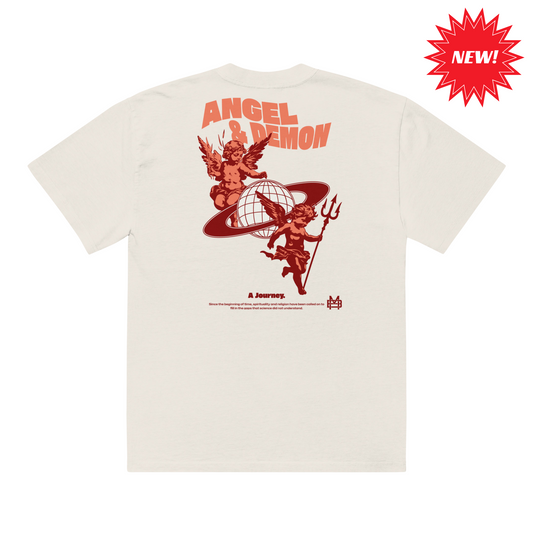 Oversized Faded T-shirt Angel & Demon
